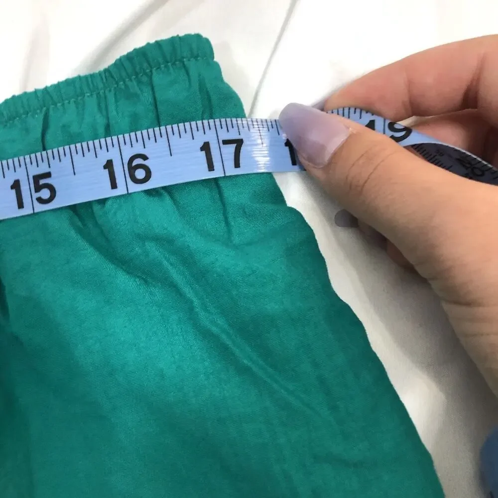 Colorblock Swim Trunks Green Red Nylon Athletic Mens Works Size Large Vintage